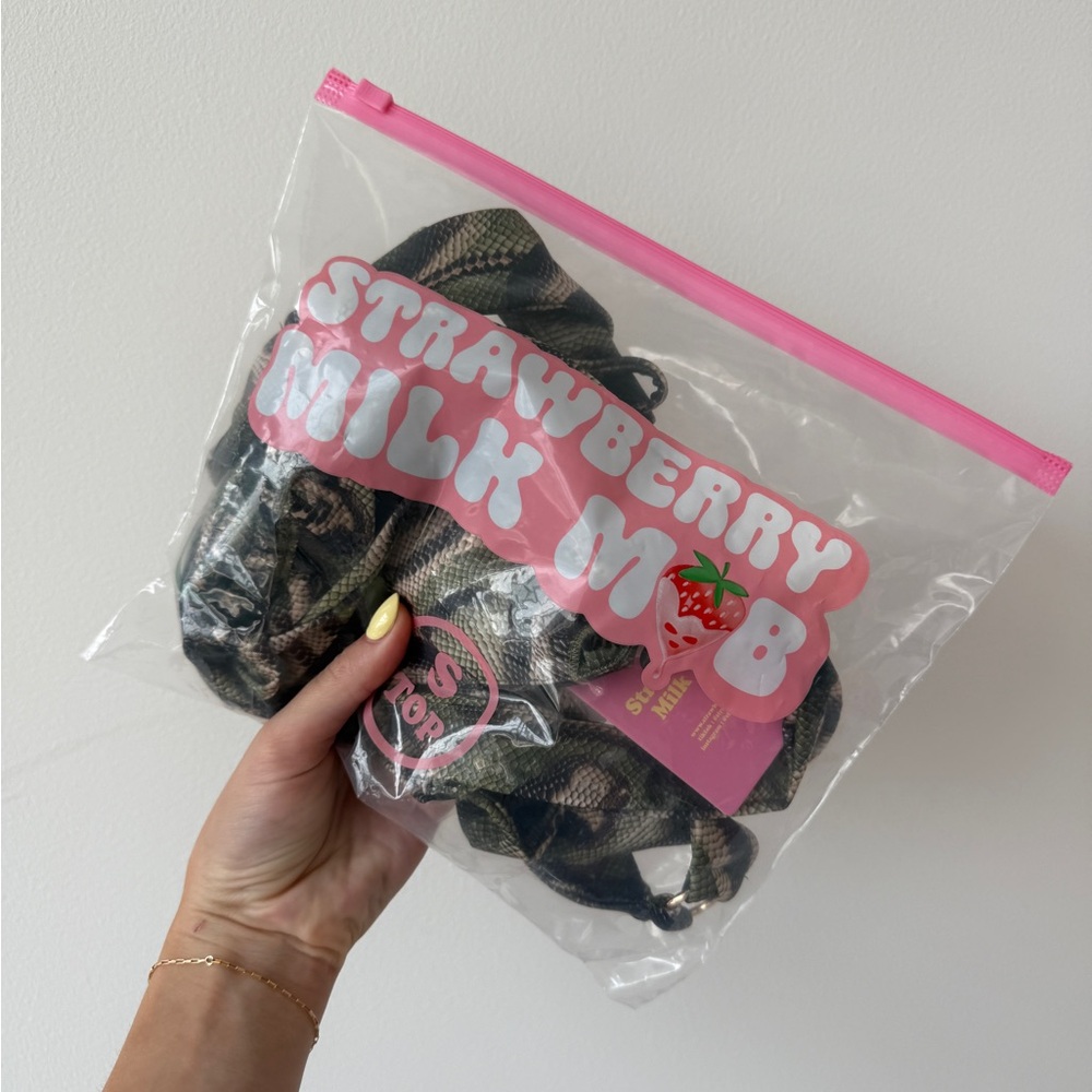 NEW Strawberry Milk Mob Jungle Triangle Bikini Top and Bottom Set - Picture 8 of 8